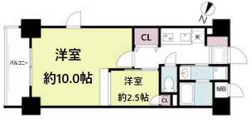 神戸市中央区日暮通(JR東海道本線(近畿)三ノ宮駅)のマンション賃貸物件 間取画像