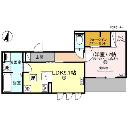神戸市中央区熊内町(神戸市営地下鉄線新神戸駅)のアパート賃貸物件 間取画像
