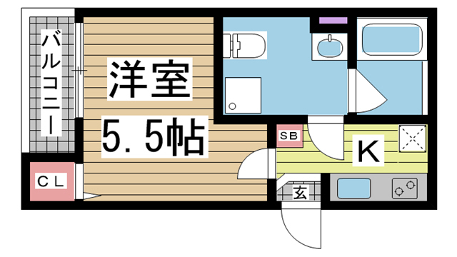 神戸市長田区長楽町(JR山陽本線鷹取駅)のアパート賃貸物件 間取画像