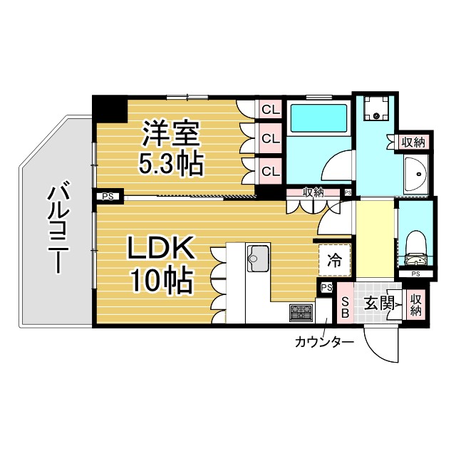 神戸市中央区八幡通(JR東海道本線(近畿)三ノ宮駅)のマンション賃貸物件 間取画像