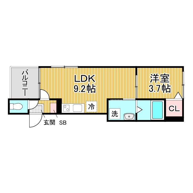 神戸市兵庫区荒田町(神戸市営地下鉄線湊川公園駅)のアパート賃貸物件 間取画像