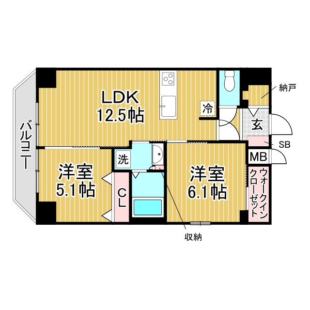神戸市灘区桜口町(JR東海道本線(近畿)六甲道駅)のマンション賃貸物件 間取画像