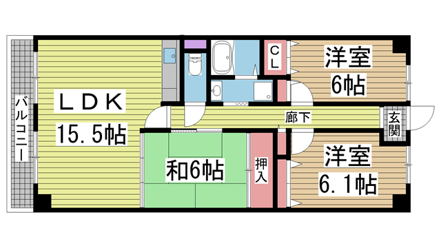 神戸市東灘区岡本(阪急神戸線岡本駅)のマンション賃貸物件 間取画像