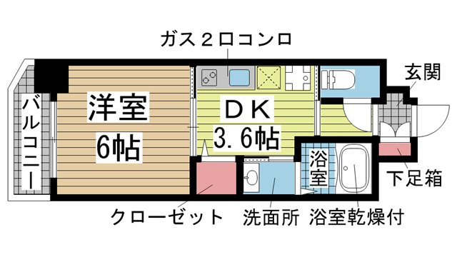 神戸市兵庫区湊町(JR東海道本線(近畿)神戸駅)のマンション賃貸物件 間取画像