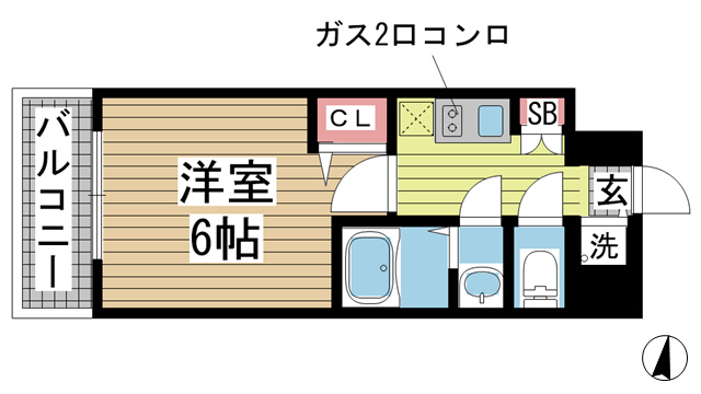 神戸市中央区琴ノ緒町(JR東海道本線(近畿)三ノ宮駅)のマンション賃貸物件 間取画像