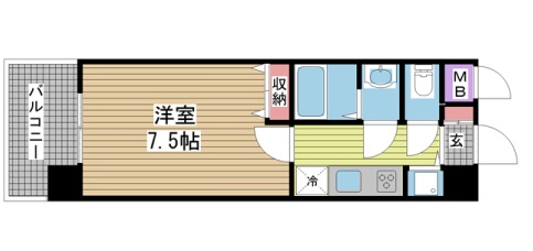 神戸市中央区二宮町(JR東海道本線(近畿)三ノ宮駅)のマンション賃貸物件 間取画像
