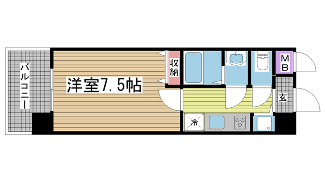 神戸市中央区二宮町(JR東海道本線(近畿)三ノ宮駅)のマンション賃貸物件 間取画像