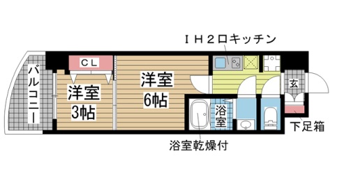神戸市兵庫区荒田町(JR東海道本線(近畿)神戸駅)のマンション賃貸物件 間取画像