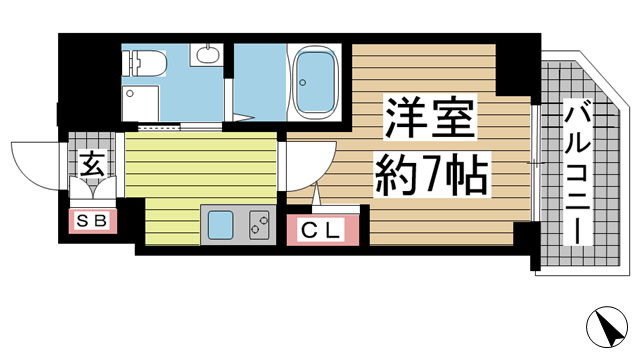 神戸市中央区海岸通(JR東海道本線(近畿)元町駅)のマンション賃貸物件 間取画像