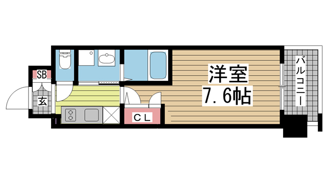 神戸市中央区御幸通(JR東海道本線(近畿)三ノ宮駅)のマンション賃貸物件 間取画像