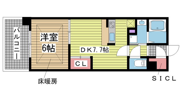 神戸市兵庫区駅南通(JR山陽本線兵庫駅)のマンション賃貸物件 間取画像