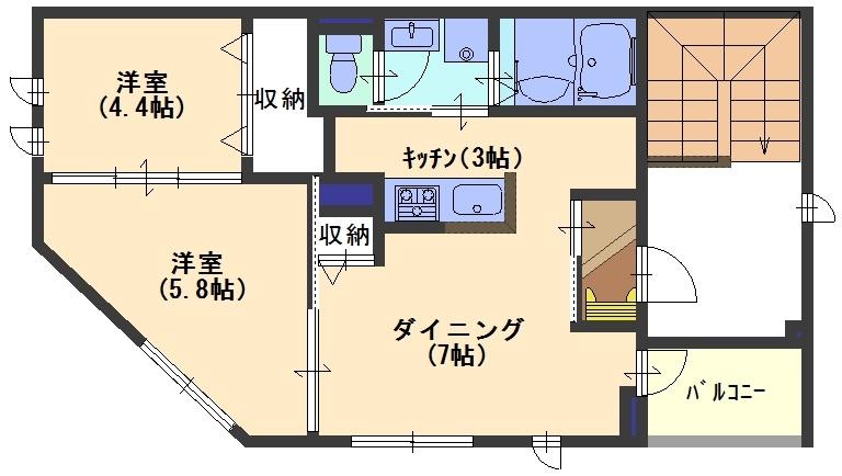 神戸市中央区元町通(JR東海道本線(近畿)元町駅)のマンション賃貸物件 間取画像