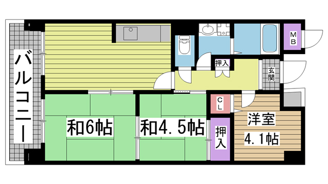 神戸市灘区岩屋北町(JR東海道本線(近畿)灘駅)のマンション賃貸物件 間取画像