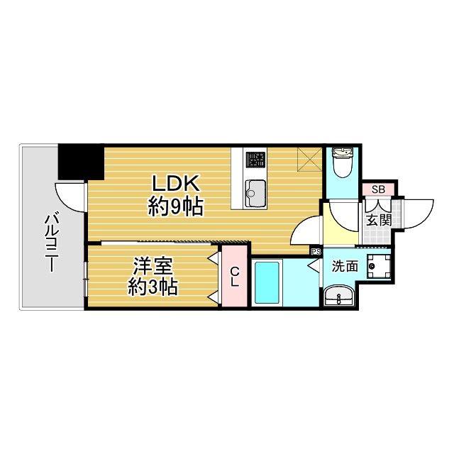 神戸市兵庫区水木通(神戸高速線新開地駅)のマンション賃貸物件 間取画像