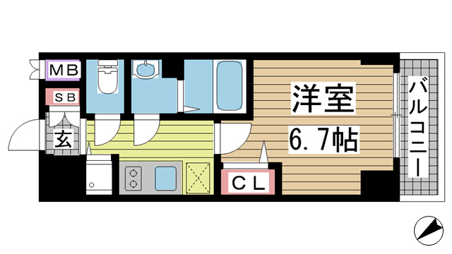 神戸市兵庫区羽坂通(JR山陽本線兵庫駅)のマンション賃貸物件 間取画像