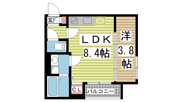 神戸市中央区熊内橋通(神戸市営地下鉄線新神戸駅)のアパート賃貸物件 間取画像