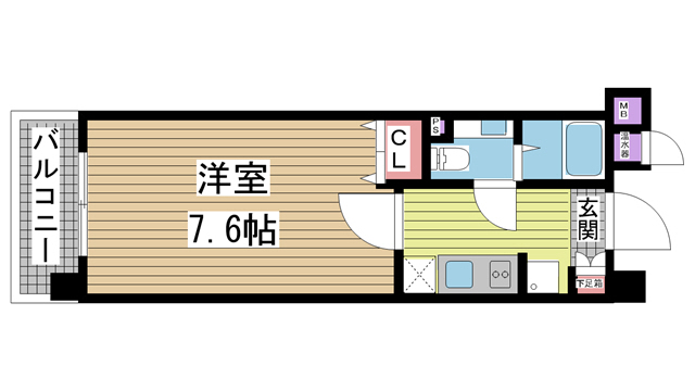神戸市中央区北本町通(JR東海道本線(近畿)三ノ宮駅)のマンション賃貸物件 間取画像