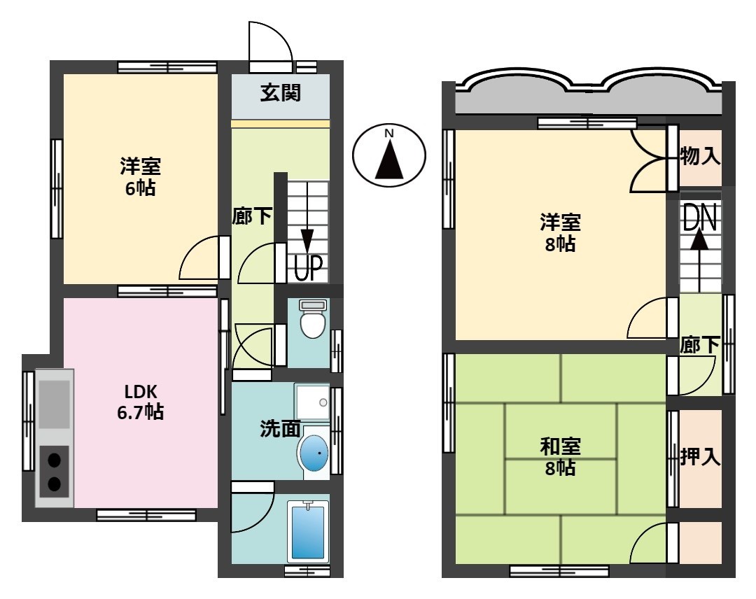 神戸市北区緑町(神戸電鉄有馬線山の街駅)の貸家賃貸物件 間取画像