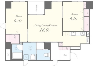神戸市東灘区本庄町(JR東海道本線(近畿)甲南山手駅)のマンション賃貸物件 間取画像