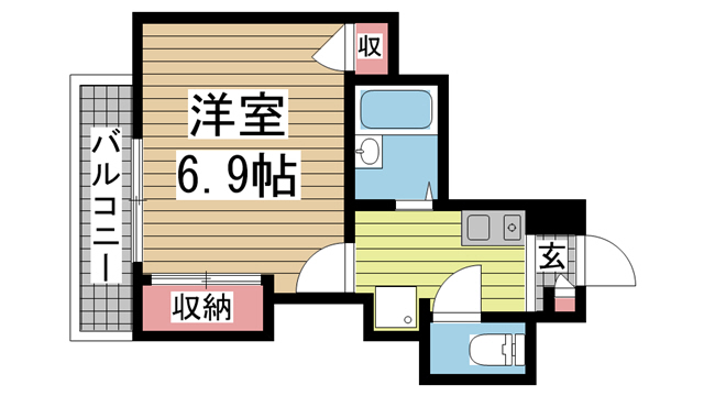 神戸市灘区六甲町(JR東海道本線(近畿)六甲道駅)のマンション賃貸物件 間取画像