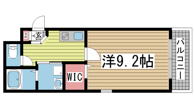 神戸市中央区若菜通(JR東海道本線(近畿)三ノ宮駅)のマンション賃貸物件 間取画像