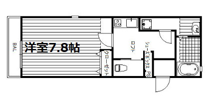 神戸市中央区上筒井通(JR東海道本線(近畿)灘駅)のアパート賃貸物件 間取画像