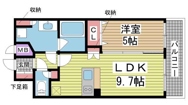 神戸市中央区御幸通(JR東海道本線(近畿)三ノ宮駅)のマンション賃貸物件 間取画像