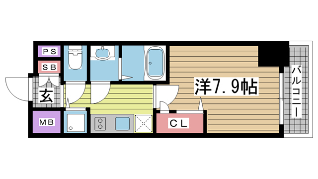神戸市兵庫区新開地(JR東海道本線(近畿)神戸駅)のマンション賃貸物件 間取画像