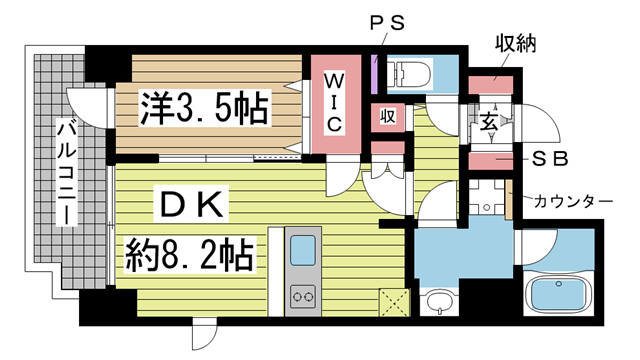 神戸市中央区元町通(JR東海道本線(近畿)神戸駅)のマンション賃貸物件 間取画像