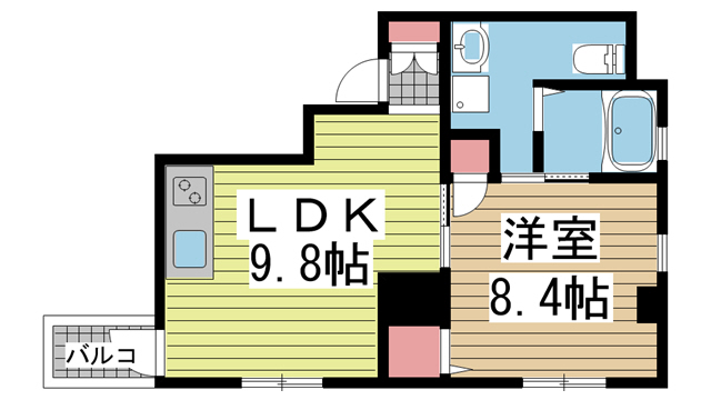 神戸市中央区旭通(JR東海道本線(近畿)三ノ宮駅)のマンション賃貸物件 間取画像