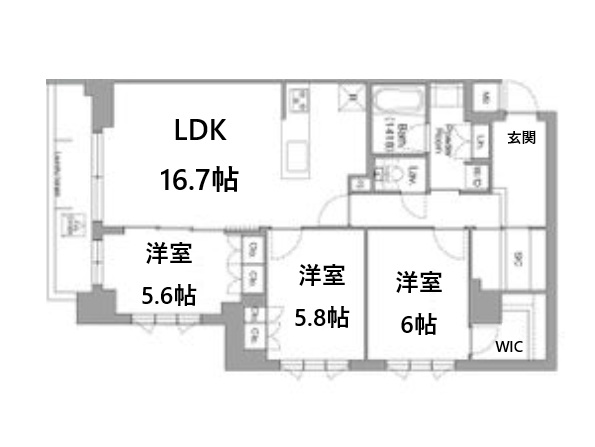 神戸市東灘区住吉本町(JR東海道本線(近畿)住吉駅)のマンション賃貸物件 間取画像