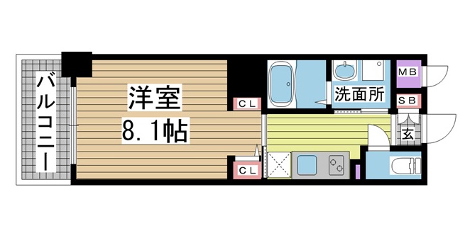 神戸市中央区琴ノ緒町(JR東海道本線(近畿)三ノ宮駅)のマンション賃貸物件 間取画像