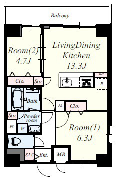 神戸市中央区元町通(JR東海道本線(近畿)元町駅)のマンション賃貸物件 間取画像