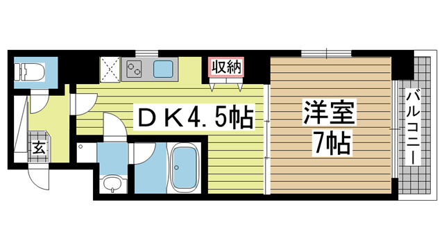 神戸市中央区雲井通(JR東海道本線(近畿)三ノ宮駅)のマンション賃貸物件 間取画像