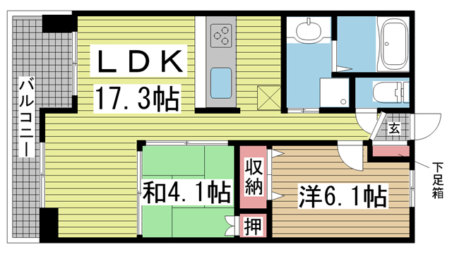 神戸市中央区磯上通(JR東海道本線(近畿)三ノ宮駅)のマンション賃貸物件 間取画像