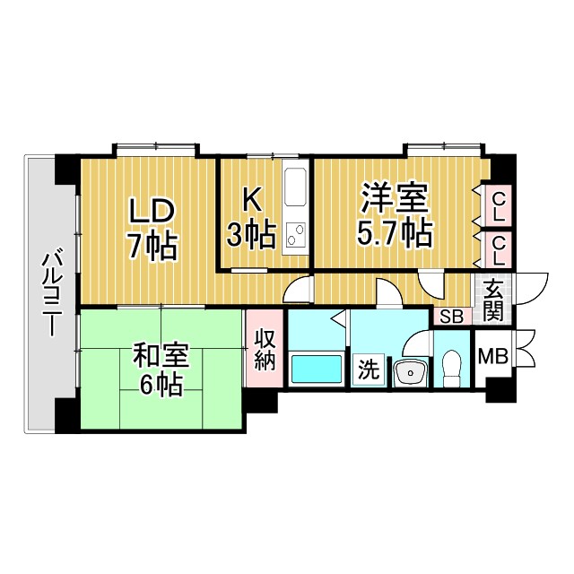 神戸市中央区山本通(神戸市営地下鉄線県庁前駅)のマンション賃貸物件 間取画像
