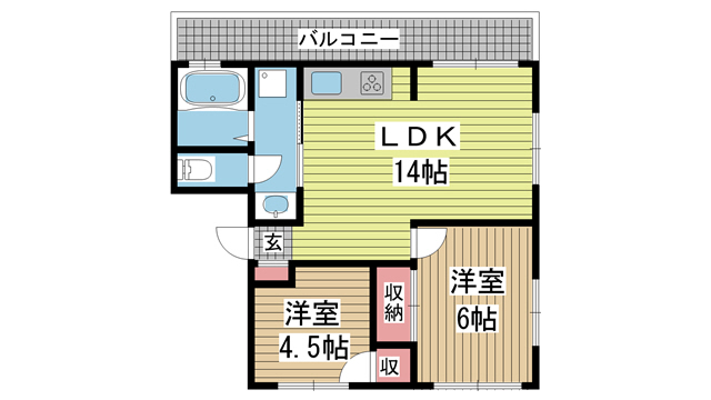 神戸市中央区山本通(神戸市営地下鉄線県庁前駅)のマンション賃貸物件 間取画像