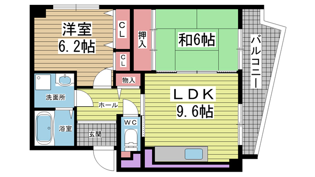 神戸市中央区中山手通(JR東海道本線(近畿)三ノ宮駅)のマンション賃貸物件 間取画像