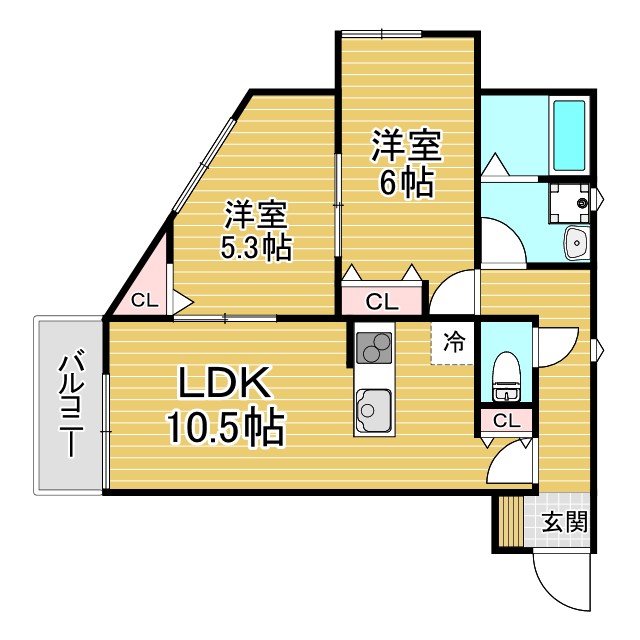 神戸市灘区高羽町(阪急神戸線六甲駅)のアパート賃貸物件 間取画像