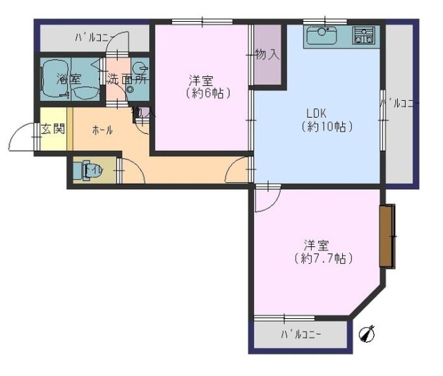 神戸市中央区熊内町(神戸市営地下鉄線新神戸駅)のマンション賃貸物件 間取画像