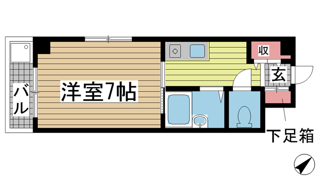 神戸市中央区筒井町(阪急神戸線春日野道駅)のマンション賃貸物件 間取画像