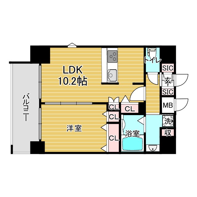 神戸市中央区琴ノ緒町(JR東海道本線(近畿)三ノ宮駅)のマンション賃貸物件 間取画像