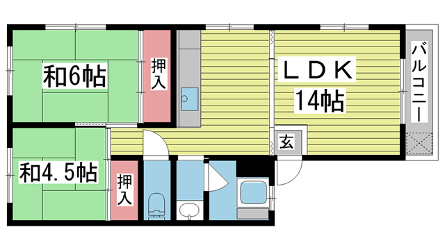 神戸市中央区中山手通(神戸市営地下鉄線県庁前駅)のマンション賃貸物件 間取画像