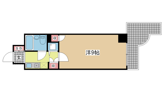 神戸市長田区大橋町(JR山陽本線新長田駅)のマンション賃貸物件 間取画像