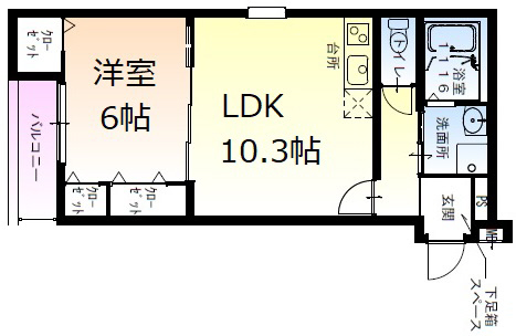 神戸市須磨区大池町(JR山陽本線鷹取駅)のアパート賃貸物件 間取画像
