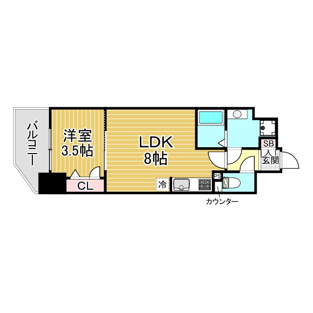 神戸市中央区橘通(JR東海道本線(近畿)神戸駅)のマンション賃貸物件 間取画像