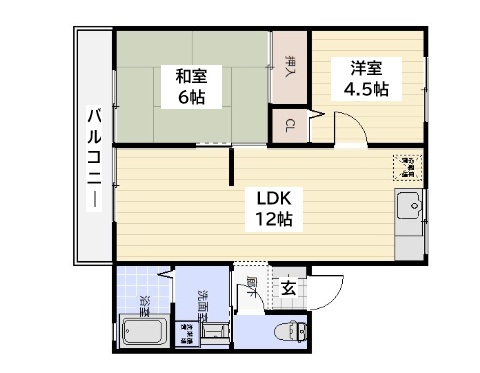 神戸市灘区大石南町(阪神本線大石駅)のアパート賃貸物件 間取画像