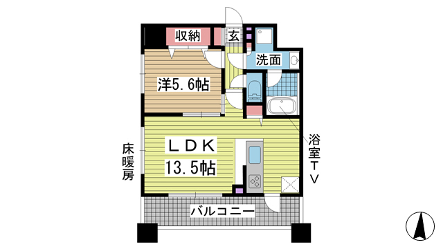 神戸市灘区琵琶町(JR東海道本線(近畿)六甲道駅)のマンション賃貸物件 間取画像