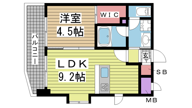 神戸市中央区割塚通(JR東海道本線(近畿)灘駅)のマンション賃貸物件 間取画像