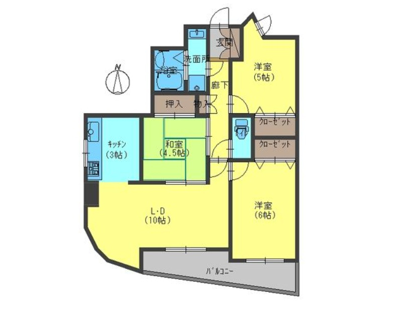 神戸市兵庫区浜中町(神戸市営地下鉄海岸線御崎公園駅)のマンション賃貸物件 間取画像